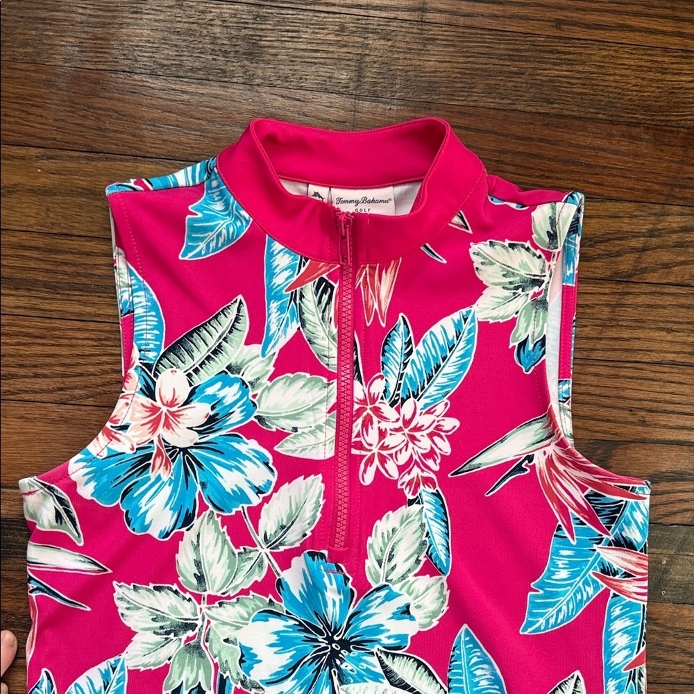 Tommy Bahama Golf Tropical Floral Sleeveless Dress XS Pink Resort Summer - Picture 3 of 11